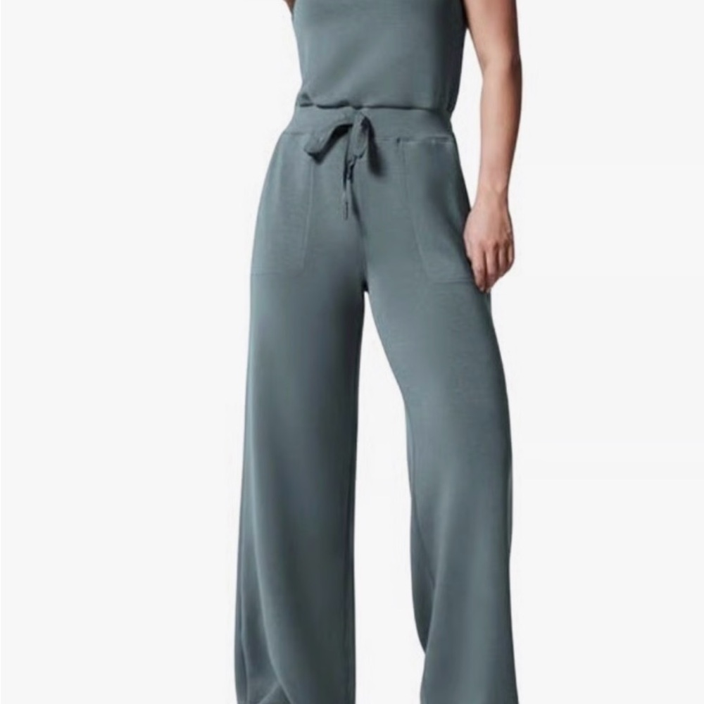 SPANX Women's Wide Leg Hazy Blue Grey Jumpsuit XL Petite